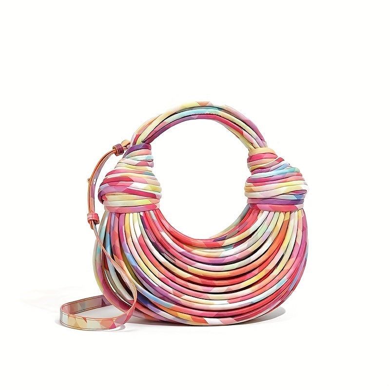 Colorful Fashion Noodle-shaped Oblique Cross-body Bag Women'S Handbag Cross-border Hot-selling Hand-woven Knotted Handbag