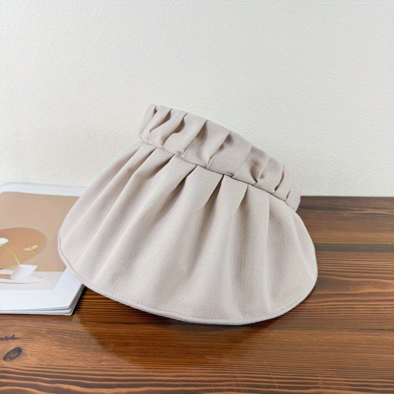 Ladies Empty Top Sun Hat Outdoor Fresh and Sweet Style Solid Color Empty Top Adjustable Size Hat