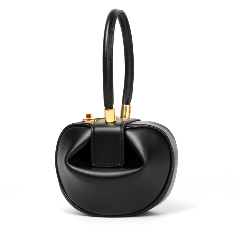 Genuine Leather Crossbody Bag Genuine Leather Women's Crossbody Shoulder Bag - Large Capacity, Niche Design with Golden-Tone Clasp, Zipper Closure & Structured Tote Shape for Spring\u002FSummer, Available in White, Yellow, Black