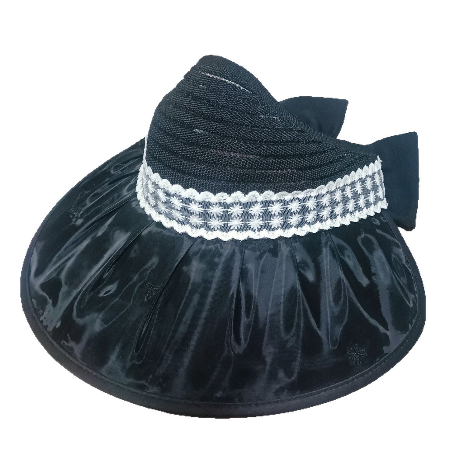 Summer Wide Brim Sun Hat with Lace Detail - Lightweight & Breathable Polyester, Open Top Design for Women, Perfect for Beach, Outdoor Activities & Gardening, Beach Hat