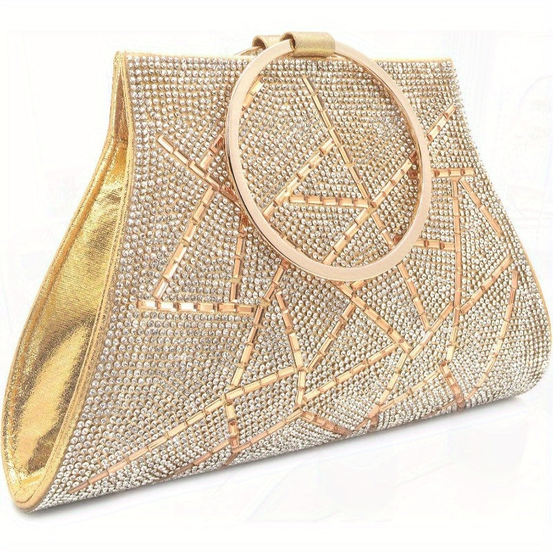 Sparkling Clutch Purse for Women - Elegant Wristlet Evening Bag with Rhinestone Bracelet Handles, Lightweight Bridal & Bridesmaid Handbag, Magnetic Snap Closure, Satin Lining & Internal Pocket (White\u002FRed, 9\