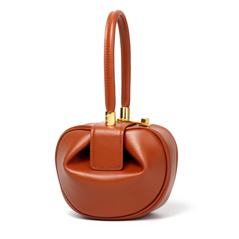 Genuine Leather Crossbody Bag Genuine Leather Women's Crossbody Shoulder Bag - Large Capacity, Niche Design with Golden-Tone Clasp, Zipper Closure & Structured Tote Shape for Spring\u002FSummer, Available in White, Yellow, Black