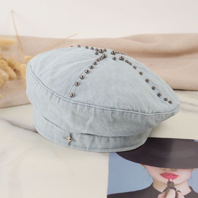 Cowboy Beret Hat Sweet and Cute Women'S Spring\u002F Summer Hat Show Off Face Small Beret Hat