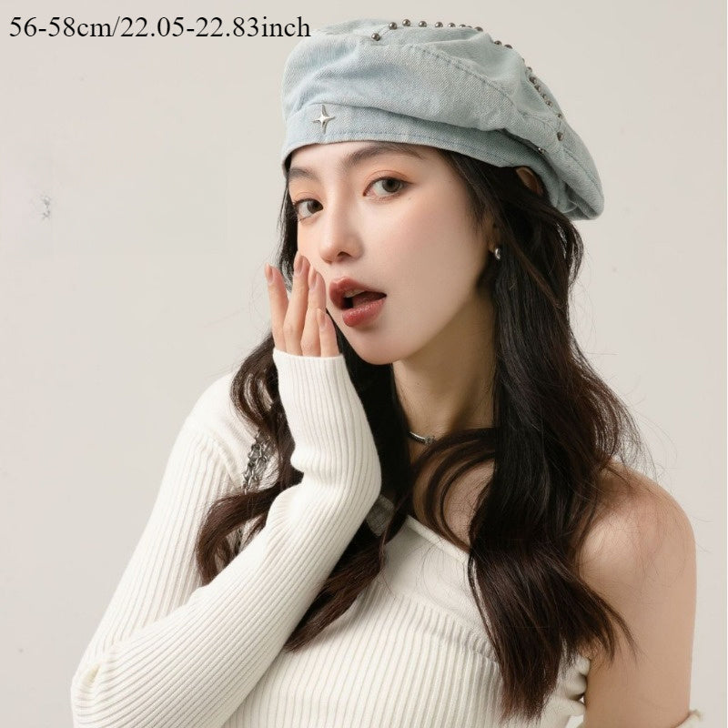 Cowboy Beret Hat Sweet and Cute Women'S Spring\u002F Summer Hat Show Off Face Small Beret Hat