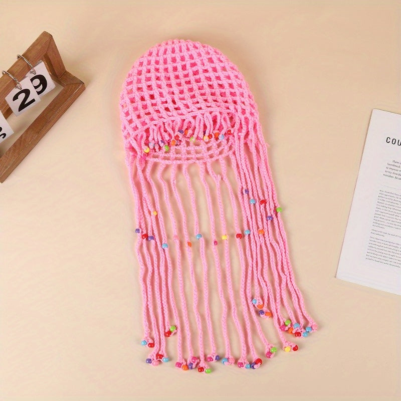 Fashionable and Minimalist Style Tassel Toe Cap Niche Creativity Retro Hollowed Out Beach Cap Piece Matching