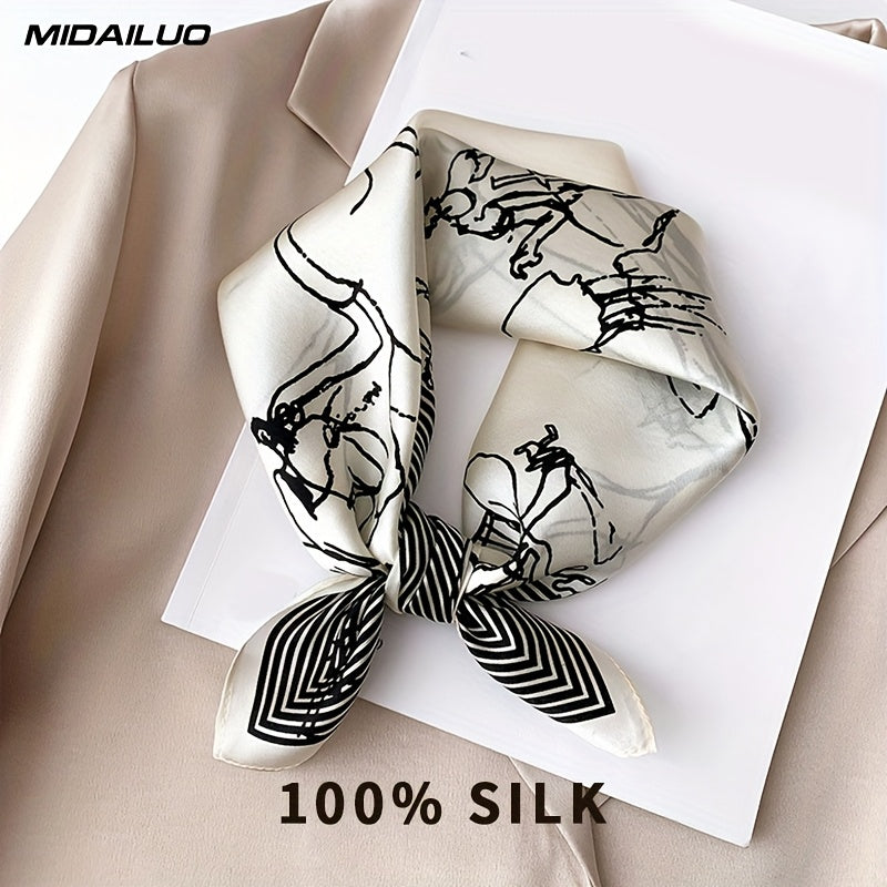 MIDAILUO 100% mulberry silk scarf 20. 87 * 20. 87 inch breathable square scarf decoration versatile square scarf elegant accessory not stretchable suitable for outdoor decoration accessories