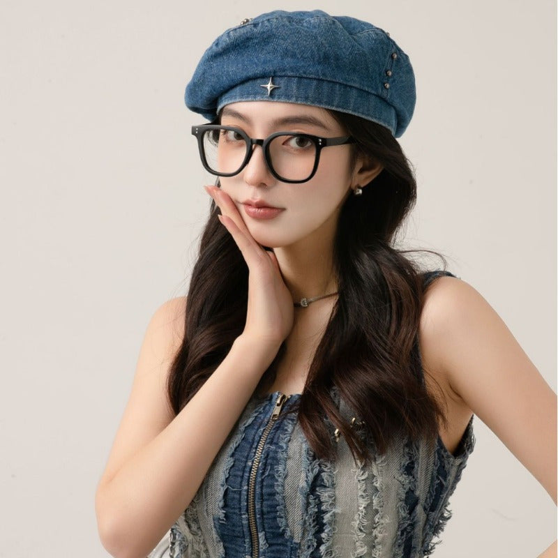 Cowboy Beret Hat Sweet and Cute Women'S Spring\u002F Summer Hat Show Off Face Small Beret Hat