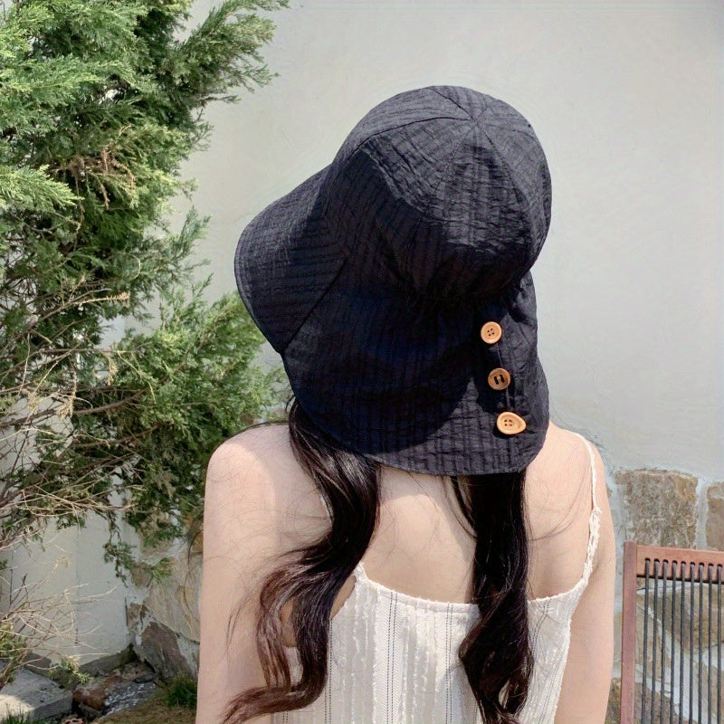 Spring and Summer Big Brimmed Lightweight Fisherman Hat Women'S Outdoor Travel Comes with Shawl Sunshade and Hat Casual