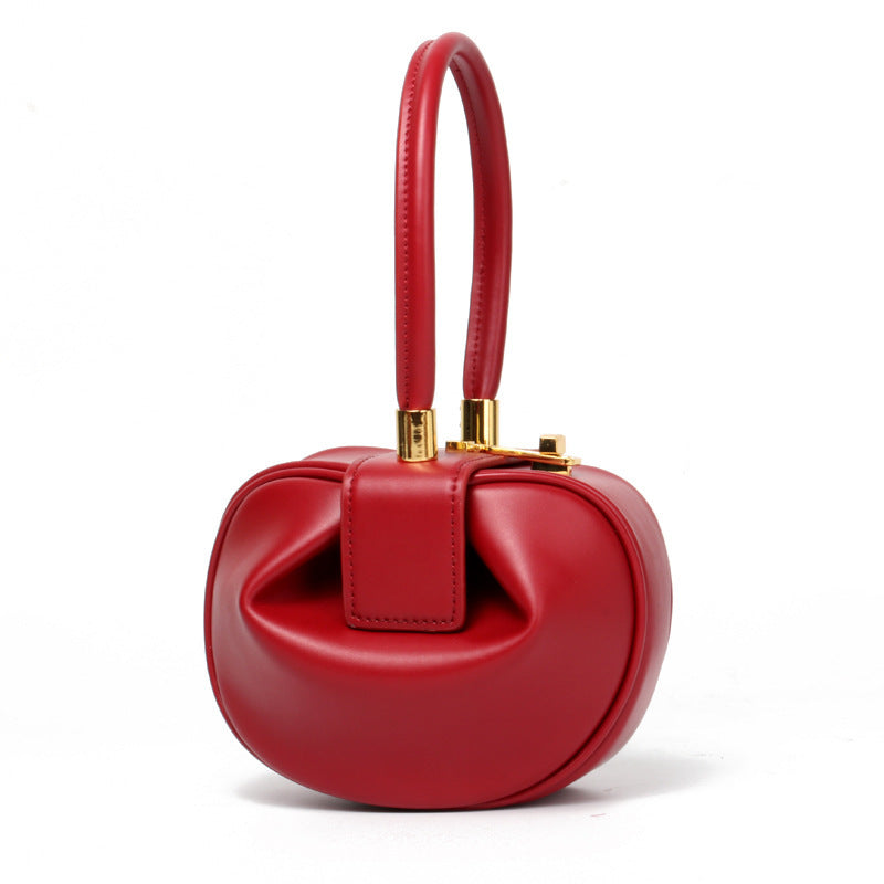 Genuine Leather Crossbody Bag Genuine Leather Women's Crossbody Shoulder Bag - Large Capacity, Niche Design with Golden-Tone Clasp, Zipper Closure & Structured Tote Shape for Spring\u002FSummer, Available in White, Yellow, Black