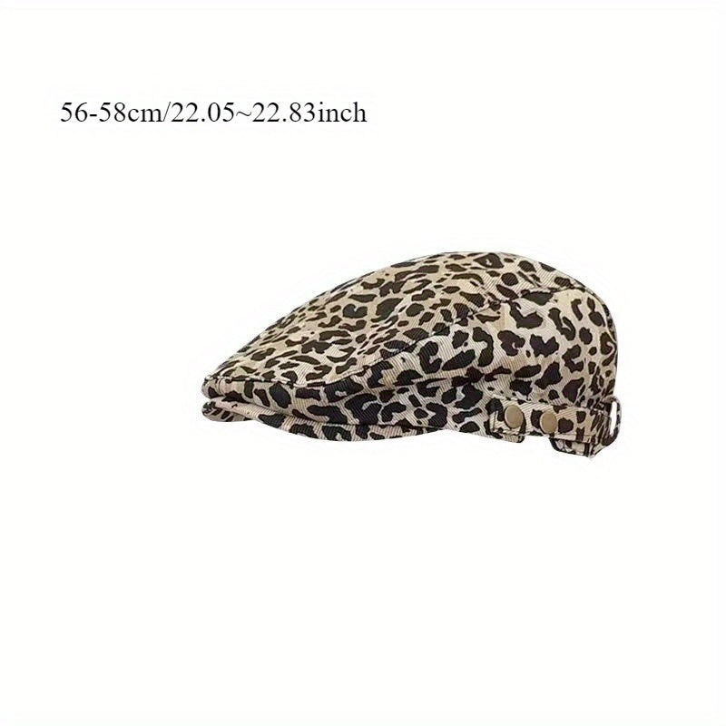 Retro Leopard Print Forward Hat for Women in Summer Thin and Niche Design Fashionable Beret Hat Duckbill Hat
