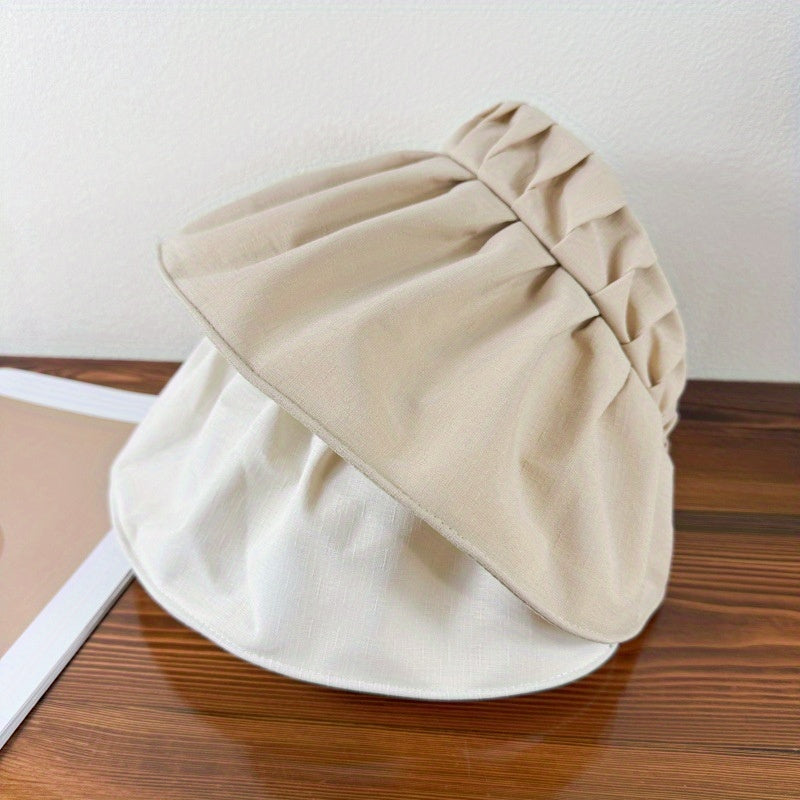 Ladies Empty Top Sun Hat Outdoor Fresh and Sweet Style Solid Color Empty Top Adjustable Size Hat