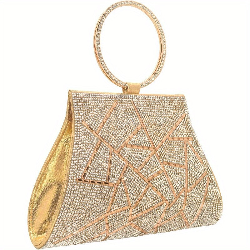 Sparkling Clutch Purse for Women - Elegant Wristlet Evening Bag with Rhinestone Bracelet Handles, Lightweight Bridal & Bridesmaid Handbag, Magnetic Snap Closure, Satin Lining & Internal Pocket (White\u002FRed, 9\