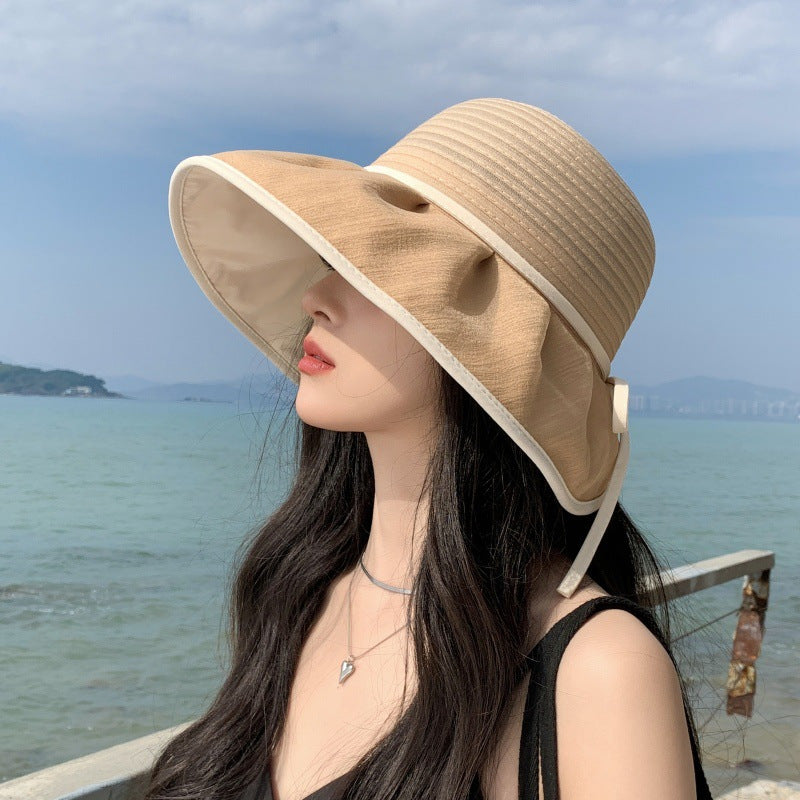 Travel Bucket Hat Fresh and Sweet Style Big Brim Seaside Beach Sun Hat