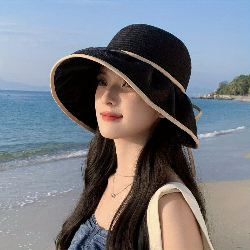 Travel Bucket Hat Fresh and Sweet Style Big Brim Seaside Beach Sun Hat