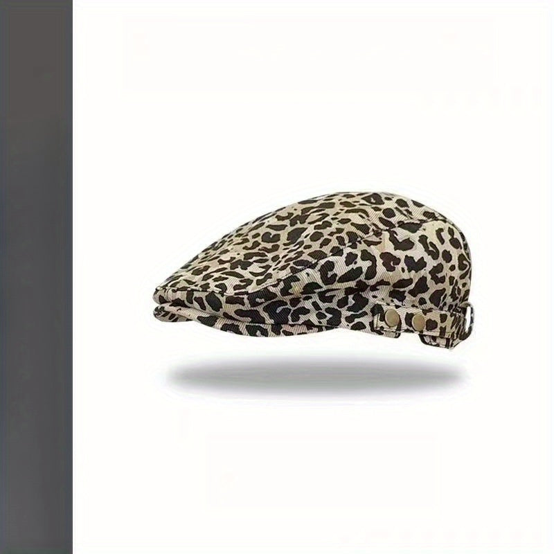 Retro Leopard Print Forward Hat for Women in Summer Thin and Niche Design Fashionable Beret Hat Duckbill Hat