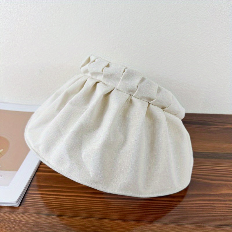 Ladies Empty Top Sun Hat Outdoor Fresh and Sweet Style Solid Color Empty Top Adjustable Size Hat