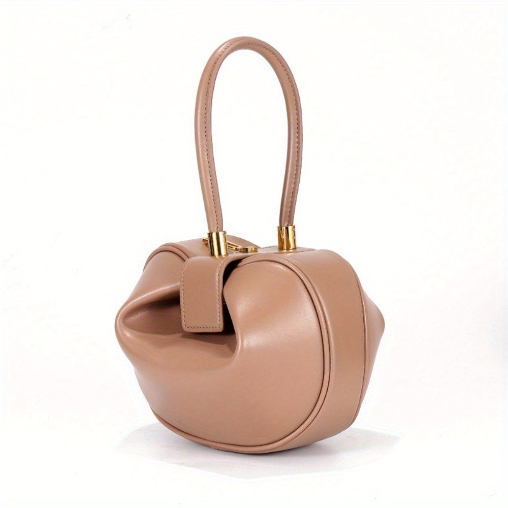Genuine Leather Crossbody Bag Genuine Leather Women's Crossbody Shoulder Bag - Large Capacity, Niche Design with Golden-Tone Clasp, Zipper Closure & Structured Tote Shape for Spring\u002FSummer, Available in White, Yellow, Black
