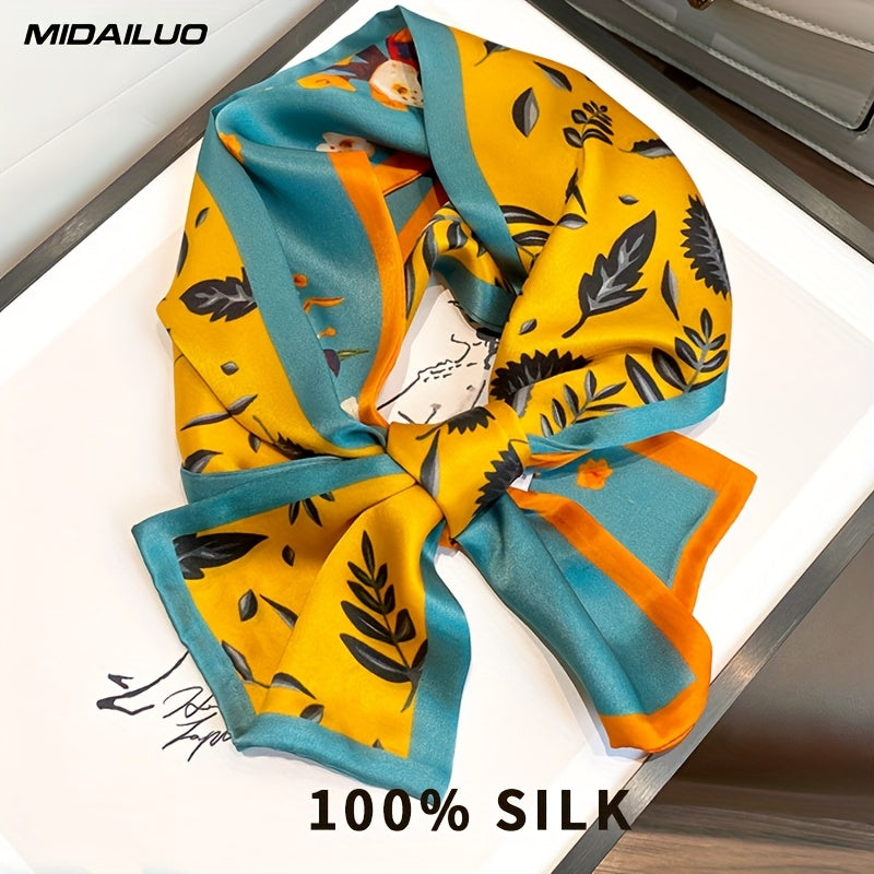 MIDAILUO 100% Mulberry Silk Scarf 59.06*5.91 Inch Breathable Square Headscarf Decorative Square Headscarf Elegant Accessory Non- Stretch Suitable for Outdoor Decoration Accessories