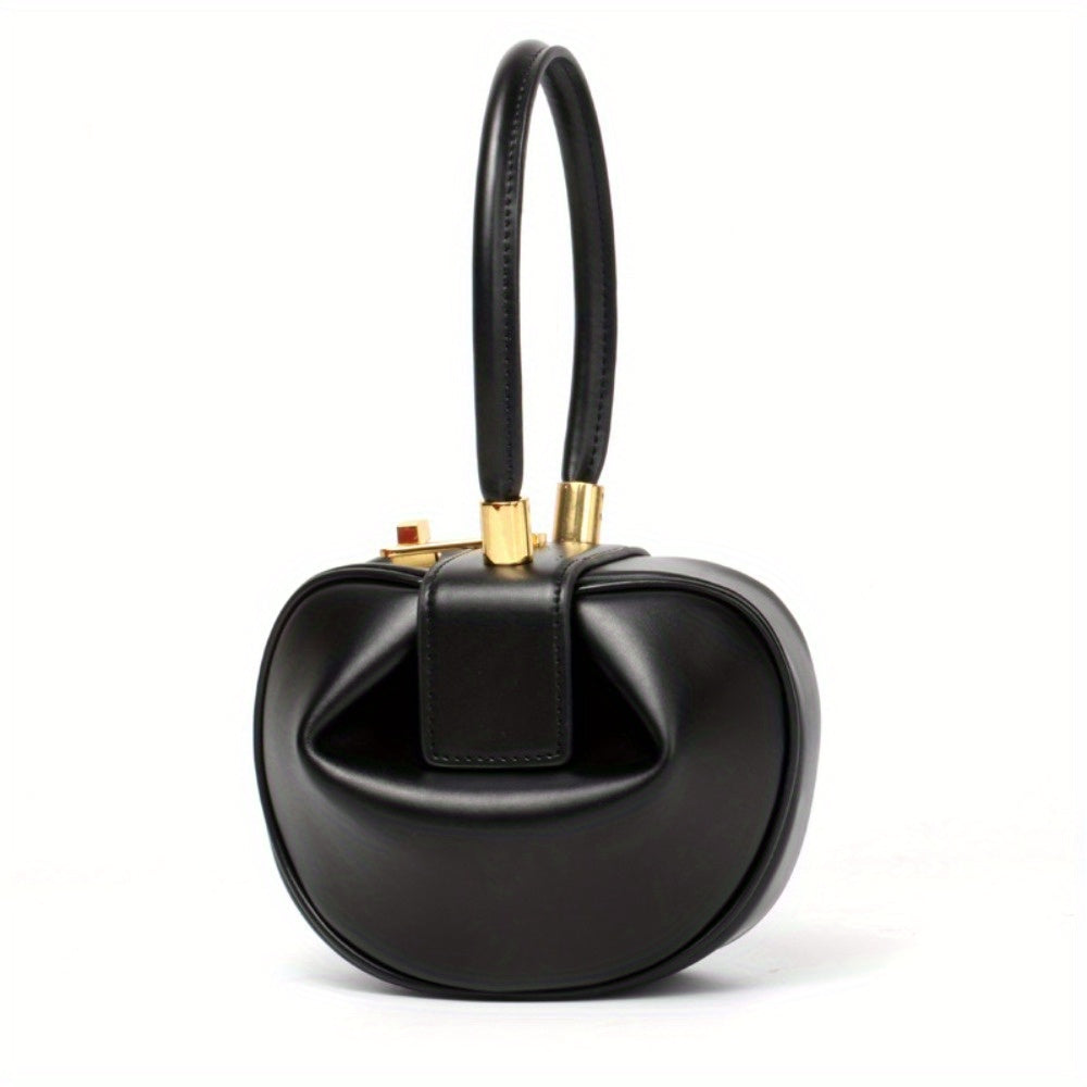 Genuine Leather Crossbody Bag Genuine Leather Women's Crossbody Shoulder Bag - Large Capacity, Niche Design with Golden-Tone Clasp, Zipper Closure & Structured Tote Shape for Spring\u002FSummer, Available in White, Yellow, Black