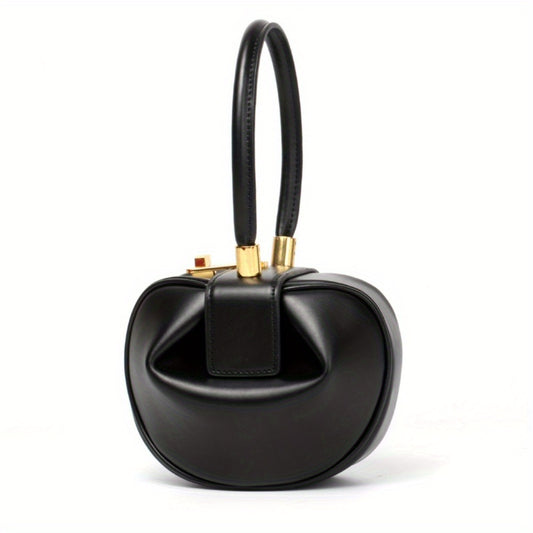 Genuine Leather Crossbody Bag Genuine Leather Women's Crossbody Shoulder Bag - Large Capacity, Niche Design with Golden-Tone Clasp, Zipper Closure & Structured Tote Shape for Spring\u002FSummer, Available in White, Yellow, Black