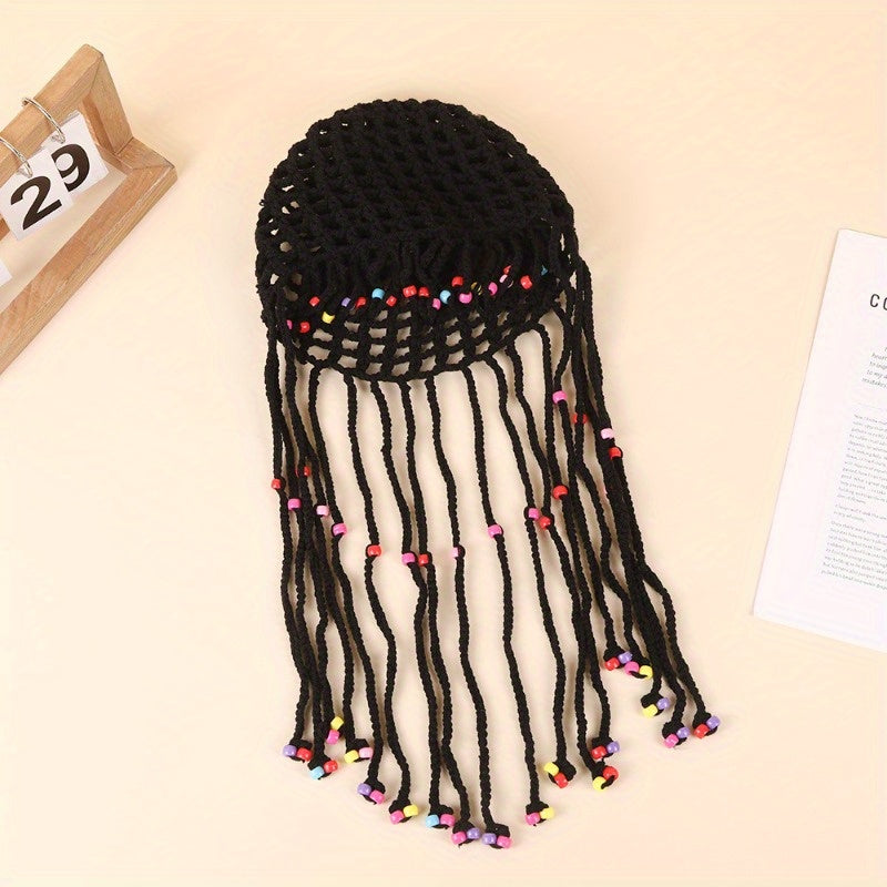 Fashionable and Minimalist Style Tassel Toe Cap Niche Creativity Retro Hollowed Out Beach Cap Piece Matching