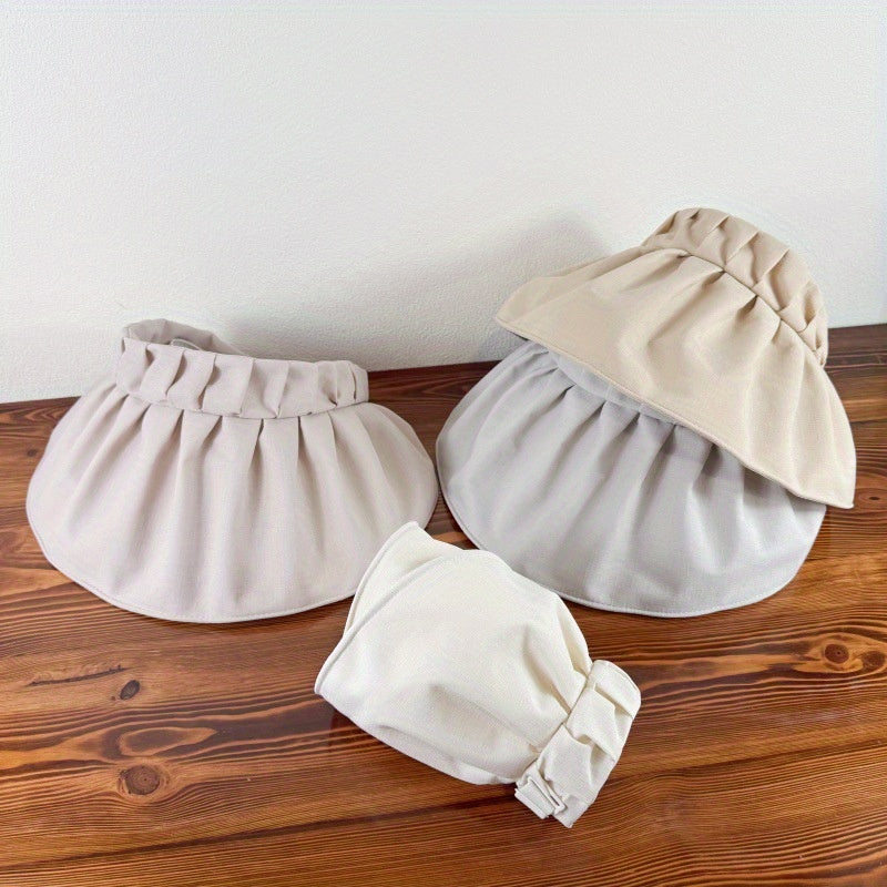 Ladies Empty Top Sun Hat Outdoor Fresh and Sweet Style Solid Color Empty Top Adjustable Size Hat