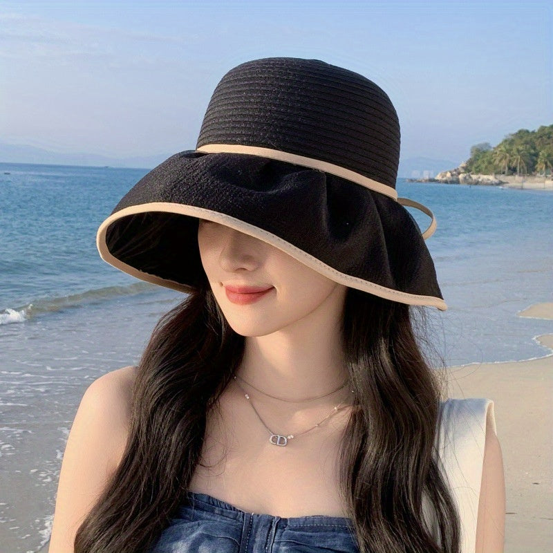 Travel Bucket Hat Fresh and Sweet Style Big Brim Seaside Beach Sun Hat