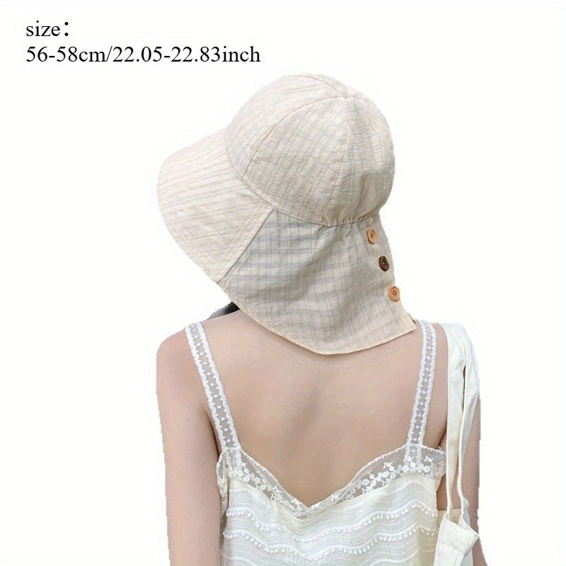 Spring and Summer Big Brimmed Lightweight Fisherman Hat Women'S Outdoor Travel Comes with Shawl Sunshade and Hat Casual