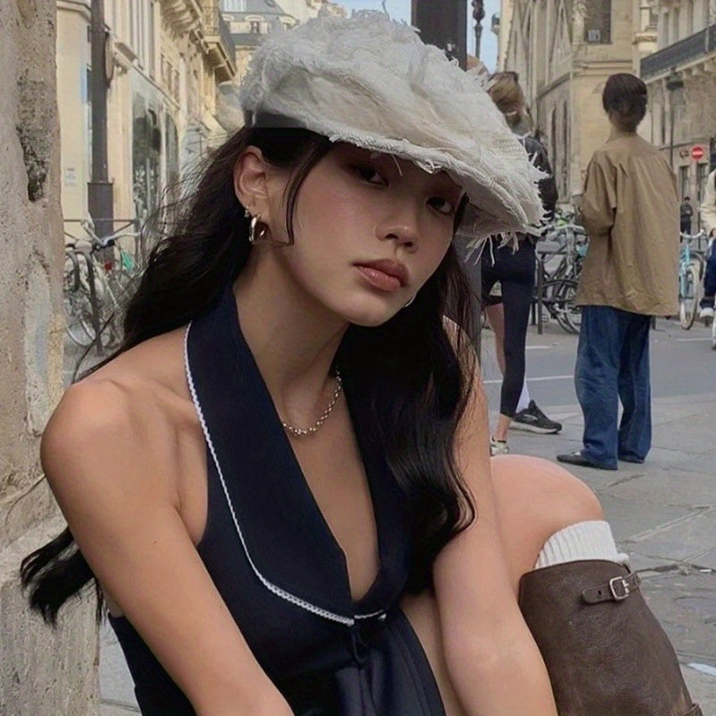 Rough Beret Small Octagonal Hat Spring and Autumn