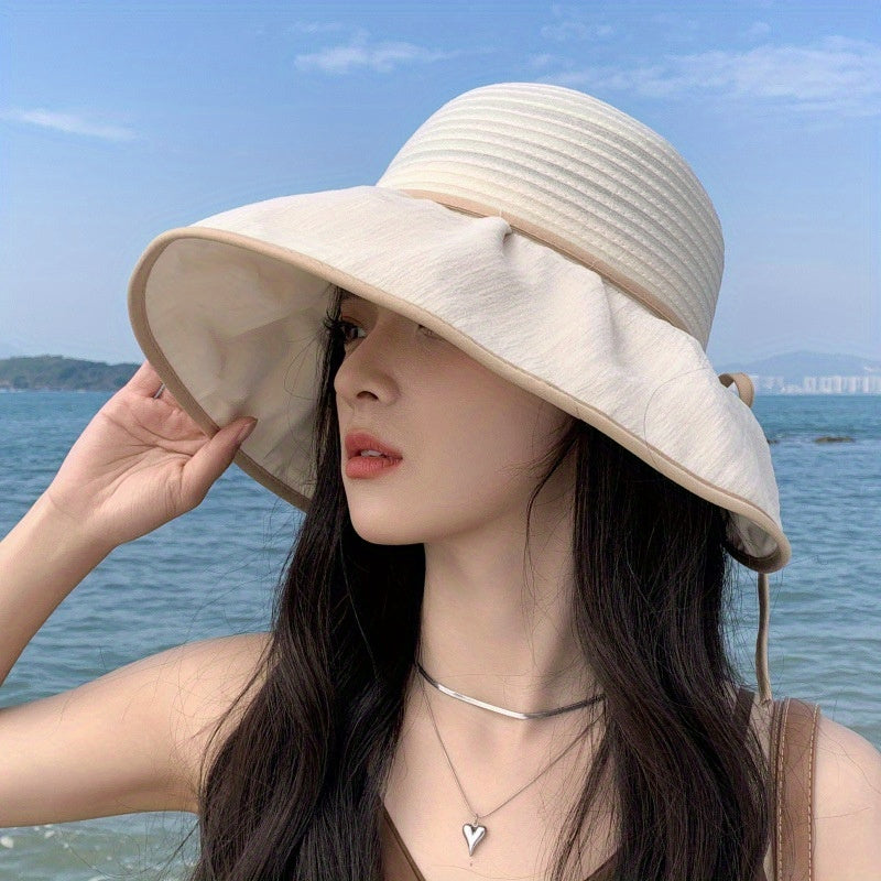 Travel Bucket Hat Fresh and Sweet Style Big Brim Seaside Beach Sun Hat