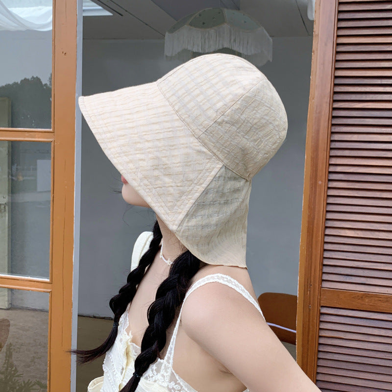 Spring and Summer Big Brimmed Lightweight Fisherman Hat Women'S Outdoor Travel Comes with Shawl Sunshade and Hat Casual