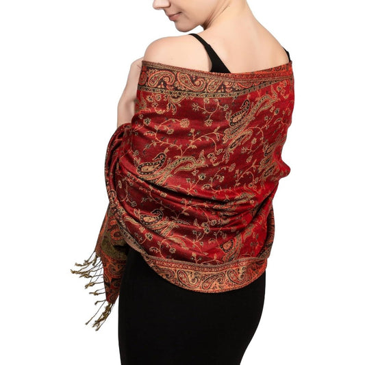 Reversible Paisley Pashmina Rave Scarf u2013 Exotic Indian Shawls and Wraps for Evening Dresses, Festivals, All Seasons