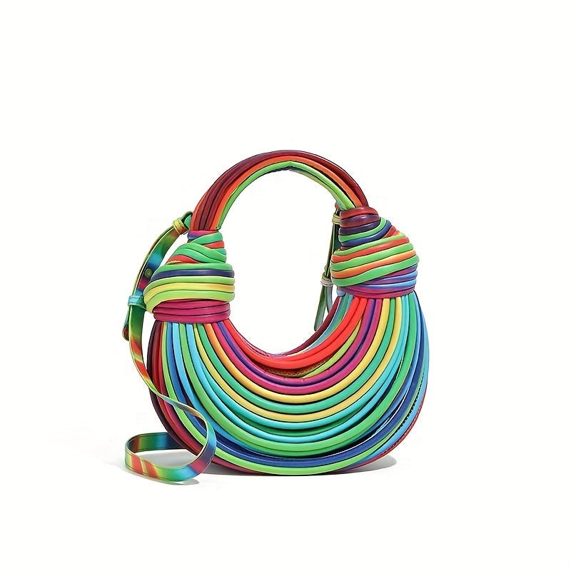 Colorful Fashion Noodle-shaped Oblique Cross-body Bag Women'S Handbag Cross-border Hot-selling Hand-woven Knotted Handbag