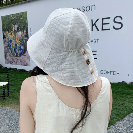 Spring and Summer Big Brimmed Lightweight Fisherman Hat Women'S Outdoor Travel Comes with Shawl Sunshade and Hat Casual