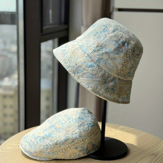 Women's Wide Brim Floral Print Bucket Hat - UPF Summer Beach Hat, Breathable Lightweight Design for Outdoor Activities, Casual Chic Style, Beachwear, Headwear, Sweet Aesthetic Cap