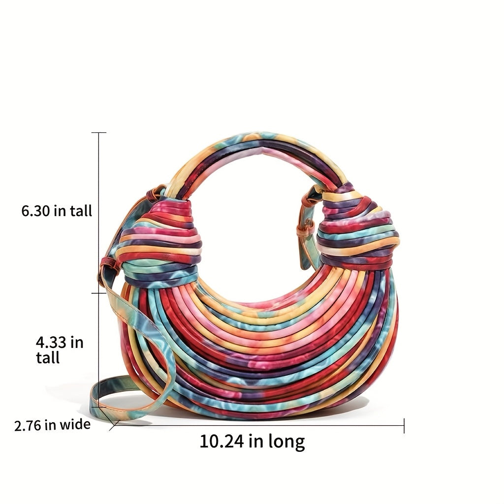 Colorful Fashion Noodle-shaped Oblique Cross-body Bag Women'S Handbag Cross-border Hot-selling Hand-woven Knotted Handbag