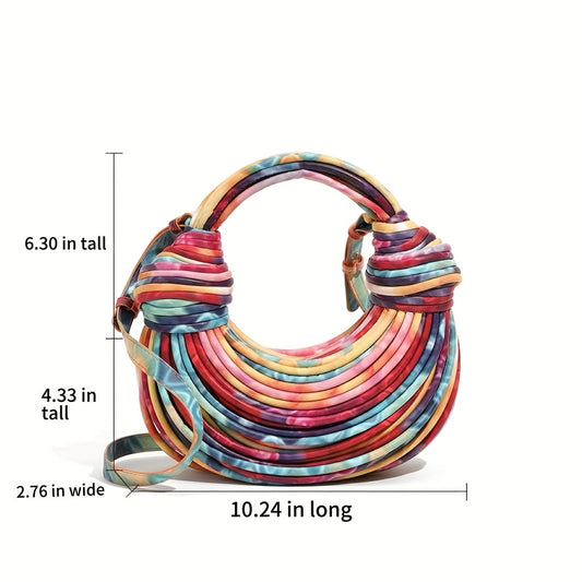 Colorful Fashion Noodle-shaped Oblique Cross-body Bag Women'S Handbag Cross-border Hot-selling Hand-woven Knotted Handbag
