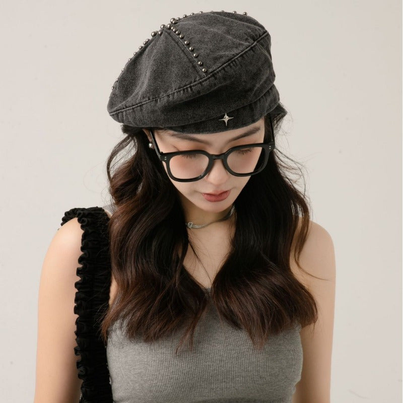 Cowboy Beret Hat Sweet and Cute Women'S Spring\u002F Summer Hat Show Off Face Small Beret Hat