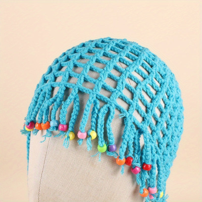 Fashionable and Minimalist Style Tassel Toe Cap Niche Creativity Retro Hollowed Out Beach Cap Piece Matching