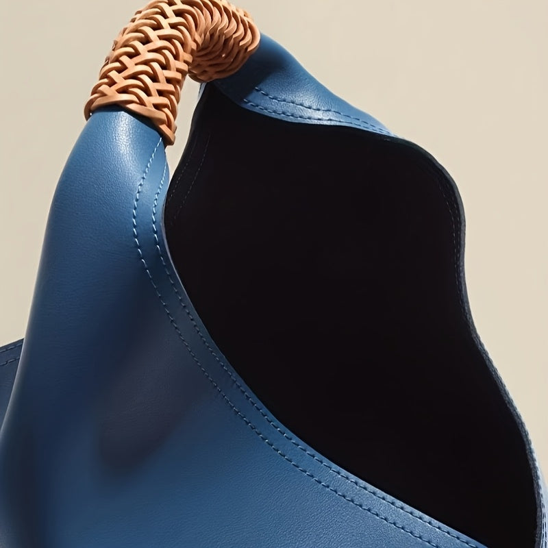 Luxury Genuine Leather Women's Tote Bag – Large Capacity, Elegant Design, Magnetic Closure, Available Blue & More Colors, Perfect for Commuting or Everyday Use