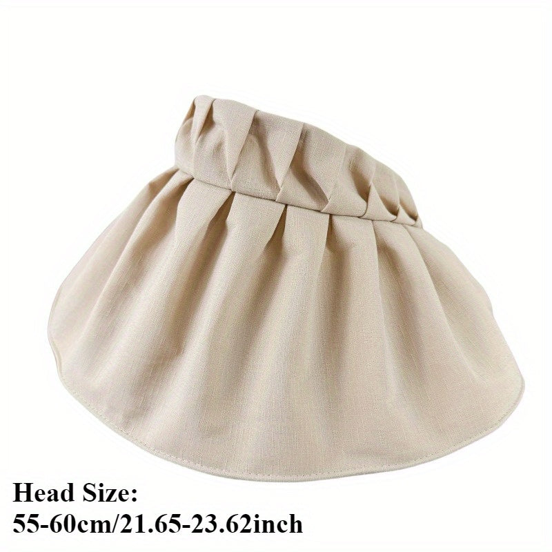 Ladies Empty Top Sun Hat Outdoor Fresh and Sweet Style Solid Color Empty Top Adjustable Size Hat