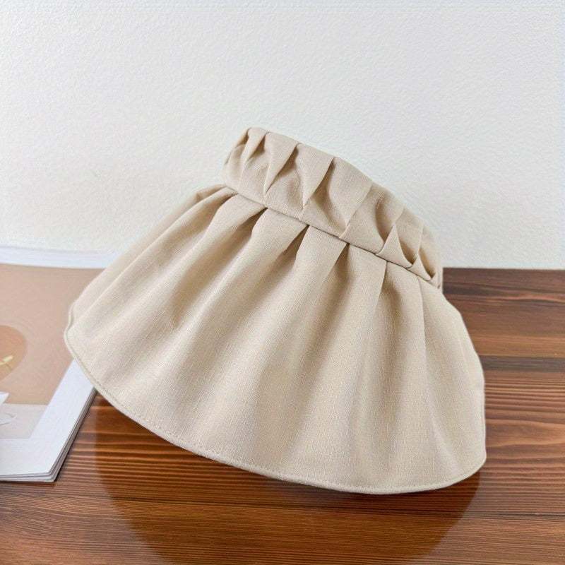 Ladies Empty Top Sun Hat Outdoor Fresh and Sweet Style Solid Color Empty Top Adjustable Size Hat
