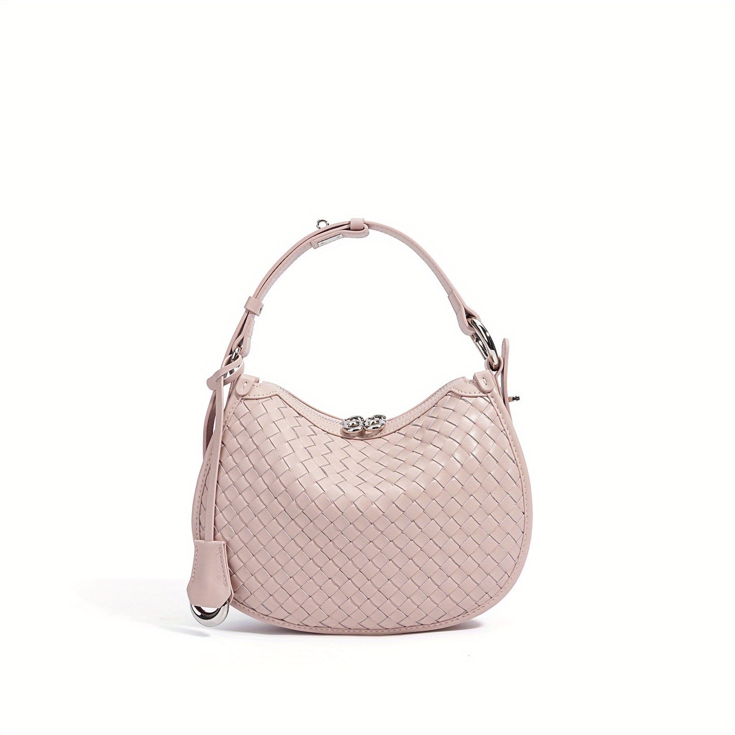 Handmade White Genuine Leather Crescent Moon Crossbody Bag for Women - Adjustable Shoulder Strap, Snap Closure, Minimalist Design for Commuting & Dating, Leather Crossbody Bag, Dating Accessory, Elegant Accessory, Goldtone Hardware, Polished Finish