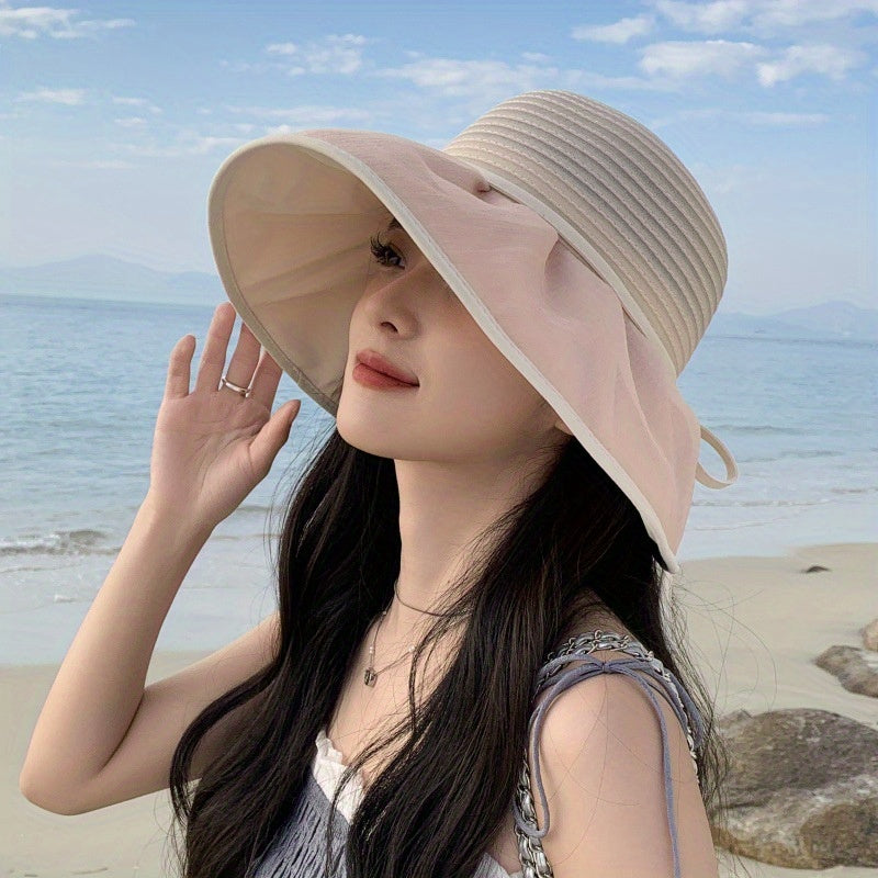 Travel Bucket Hat Fresh and Sweet Style Big Brim Seaside Beach Sun Hat