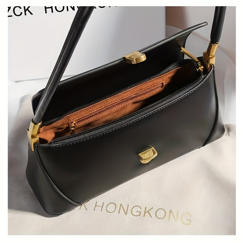 ZCK Hong Genuine Leather Crossbody Bag for Women - Retro Chic Solid Color Shoulder Satchel with Golden-Tone Hardware, Versatile & Stylish for Spring and Summer, Available in Light Brown, Cream, or Black